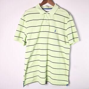 Nautica Mens Green Striped Performance Deck Shirt Polo Size XL Golf Nautical